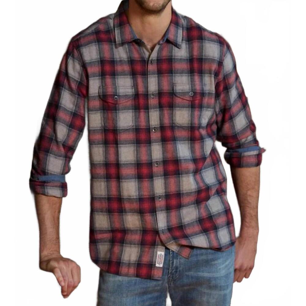 NEW FLAGS & ANTHEM napier long sleeve flannel shirt in blue